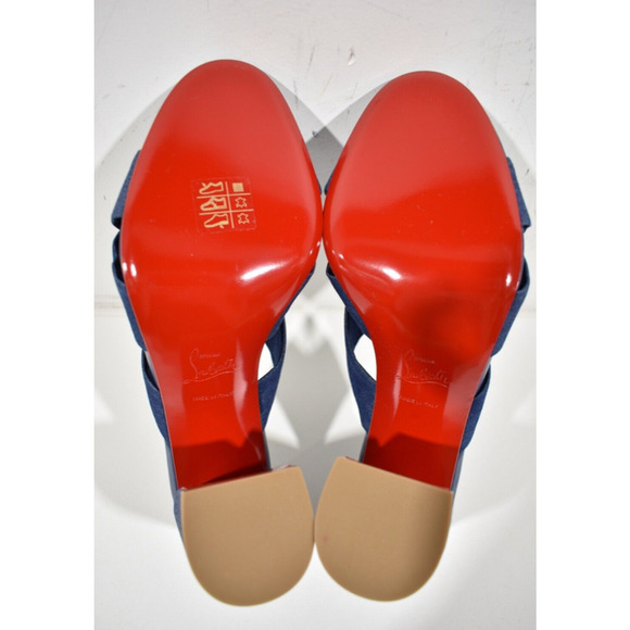 Christian Louboutin Disco Club 85 Blue Denim Backless Mule Sandal Heel 38.5 - Picture 9 of 9